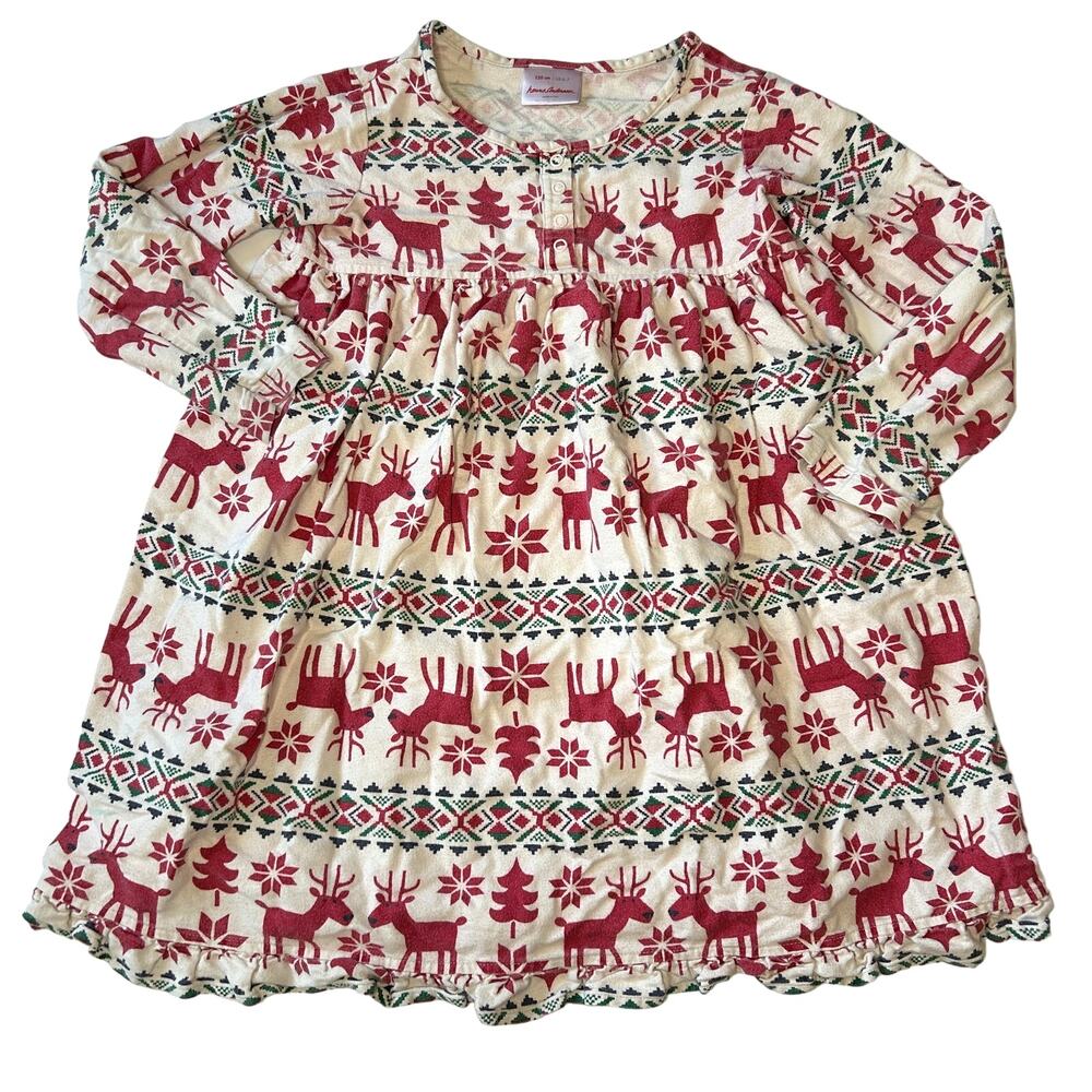Hanna Andersson Fair Isle Christmas Reindeer Nightgown Pajamas 120